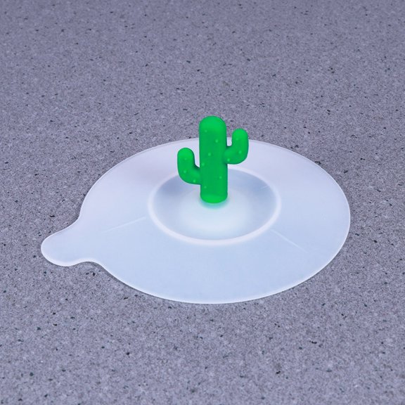 WRITWAA Green Cactus Silicone Lid for Cups, Airtight Drink Cover for Glass Mugs, Bowls, Microwave Safe Seal