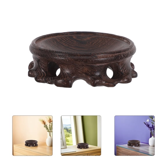 WRITWAA Crystal Globe Holder with Elegant Light Brown Wood Base for Decorative Sphere Display