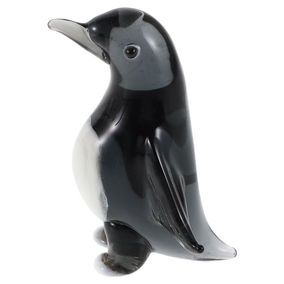 WRITWAA Crystal Penguin Figurine in Grey for Desk and Table Decoration