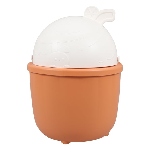 WRITWAA Cute Small Trashcan with Lid Orange PP Material for Bedroom Office Home Use
