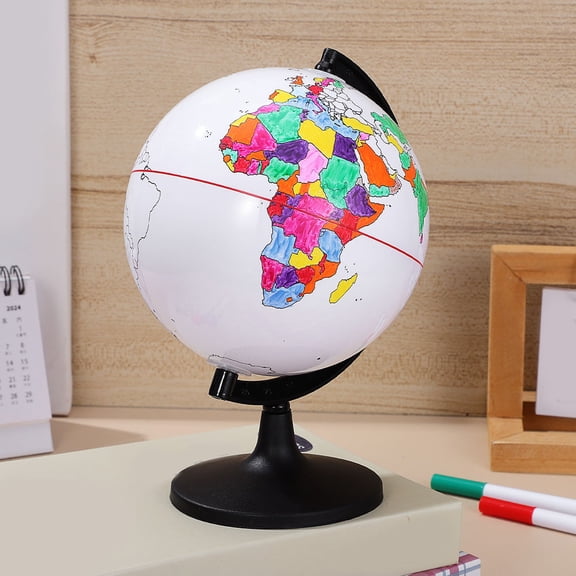 WRITWAA 3Pcs Portable White Blank Globe Props for DIY Coloring and Decorative Desktop Use