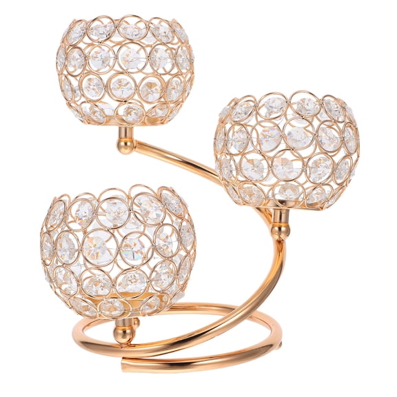 WRITWAA Elegant Golden Crystal Three Arm Candle Stand for Dining Table