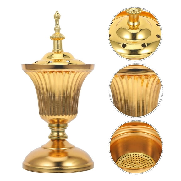 WRITWAA 1Pc Creative Golden Metal Incense Furnace Adornment Decorative Censer Perfect Gift for Home