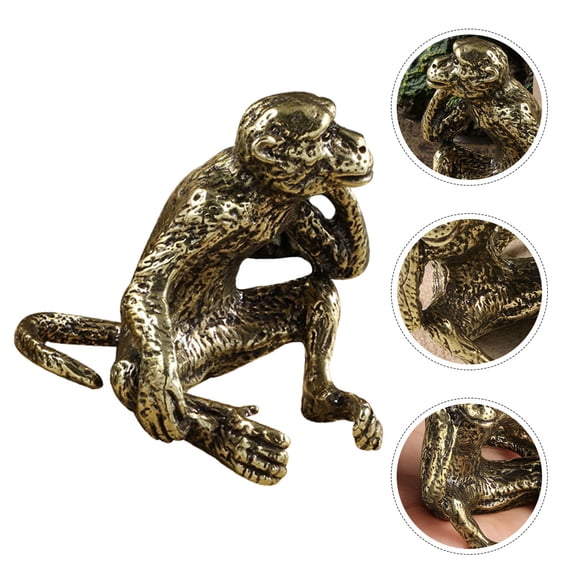 WRITWAA Monkey Animal Statue Hanging Monkey Figurine Antique Style Home Decor 1Pcs