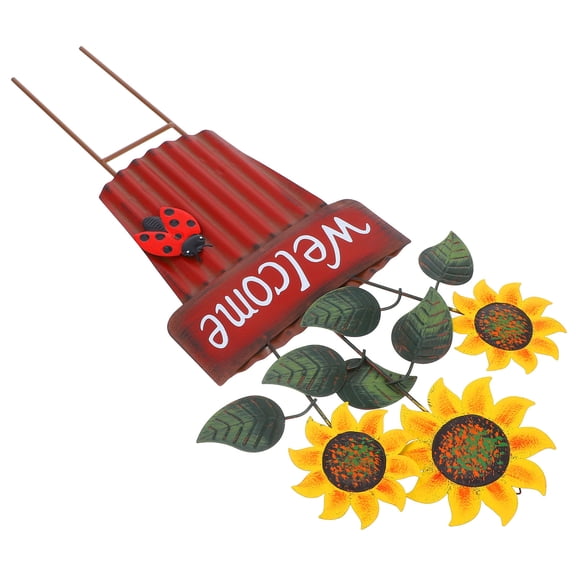 WRITWAA Decorative Red Metal Flower Stake for Garden Pots and Outdoor Yard Accessories