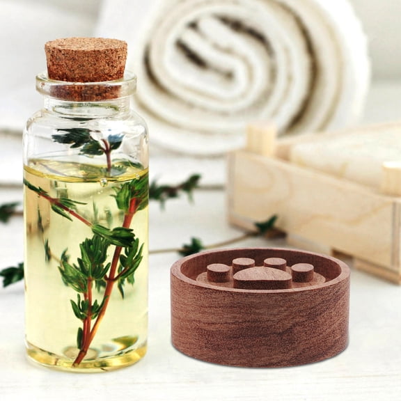 WRITWAA Decorative Wood Diffuser Stand, Round Wooden Block Holder for Aromatherapy, Home Office Decor