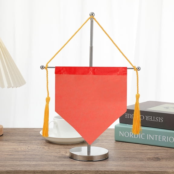 WRITWAA Stainless Steel Desktop Flag Pole with Rectangular Base, Ideal for Military, Official, and Office Display, 1 Set