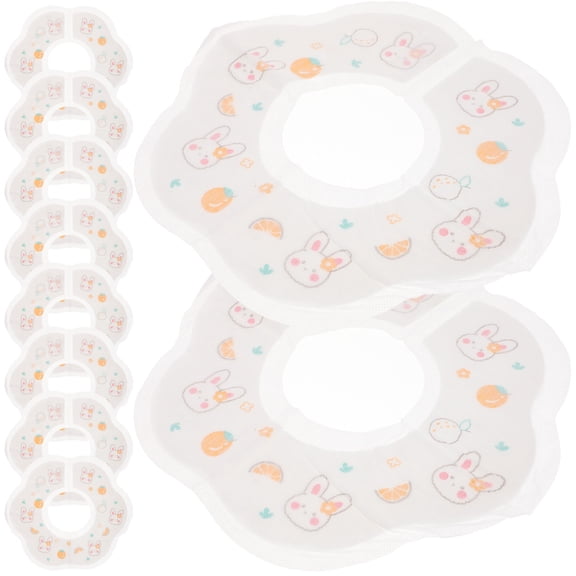 WRITWAA 10 Pcs Disposable Bibs Cotton Orange Prevent Spills Convenient Design for Infants