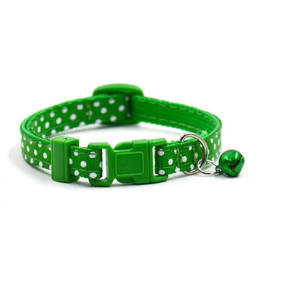 WRITWAA Dog Bell Collar Green Polka Dots with Plastic Buckle and Jingle Bell for Pets