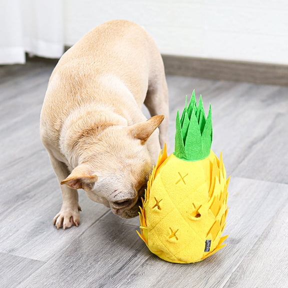 WRITWAA Yellow Pineapple Dog Toy Stuffed for Stress Relief and Fun, 1 Piece