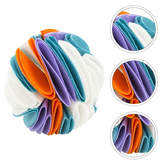 WRITWAA Pet Sniffing Ball Multi Felt Dog Food Leakage Toy Interactive Slow Feeder for Pet Use Size Small