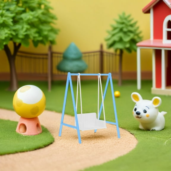 WRITWAA Miniature Swing Chair - Dollhouse Decoration Accessories - Blue PLA 1Set For Children Room