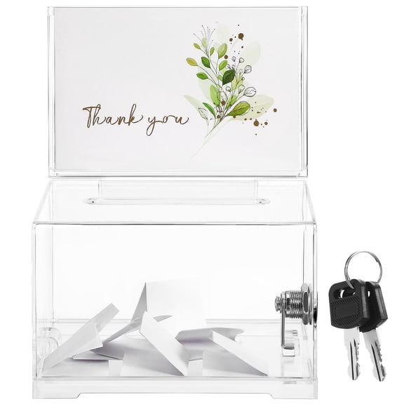 WRITWAA Donation Suggestion Box With Lock Transparent Acrylic Raffle Ticket Collection 1Pack