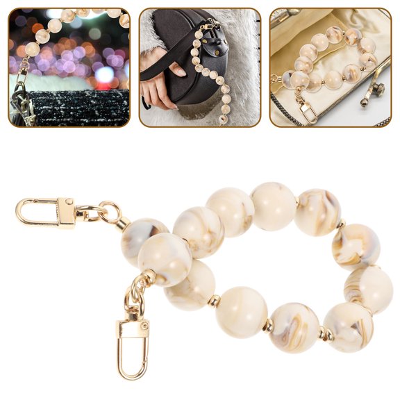 WRITWAA Beige Beaded Chain Strap for Purse and Handbag Replacement with Stylish, Simple Design Accessory