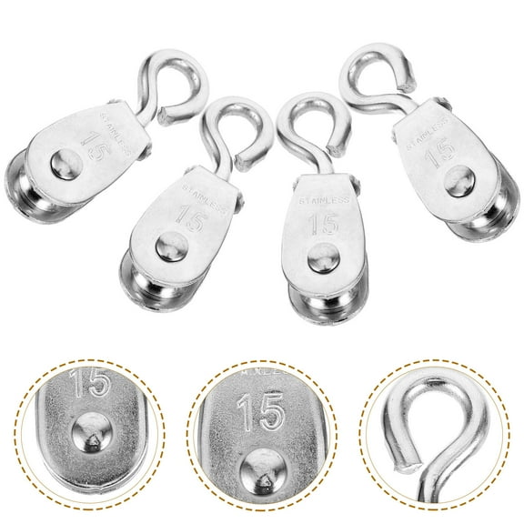 WRITWAA Set of 4 Durable Stainless Steel Traction Trolley Pulleys for Industrial Applications, Compact and Reliable