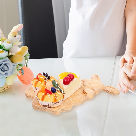 WRITWAA Beige Bunny Wooden Serving Platter - Ideal for Holiday Parties, Festive Events, and Stylish Home Decor