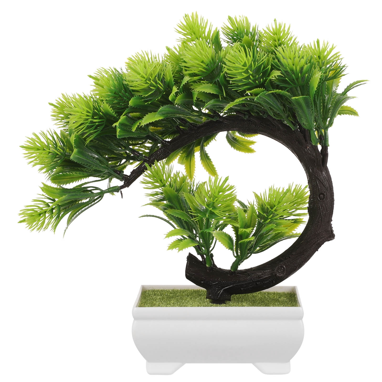 Fake Plaster Tree WRITWAA Fake Bonsai Tree Realistic Green Plastic Artificial Plant for ...