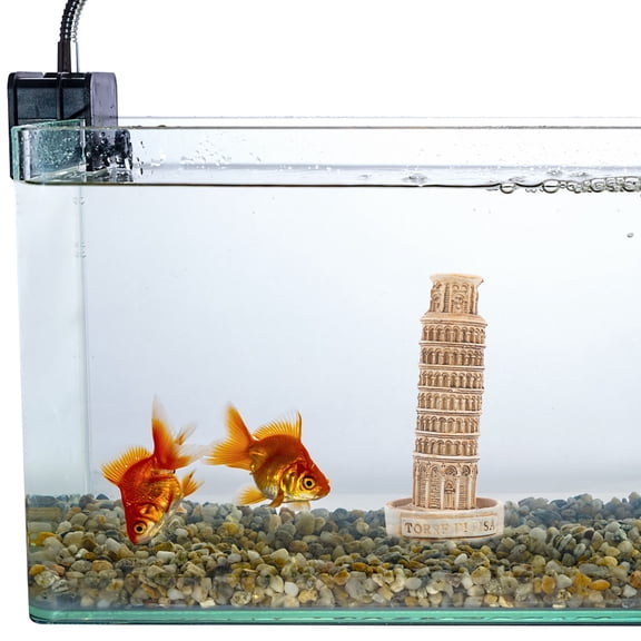WRITWAA Lifelike Khaki Leaning Tower Figurine for Fish Tank and Aquarium Adornment