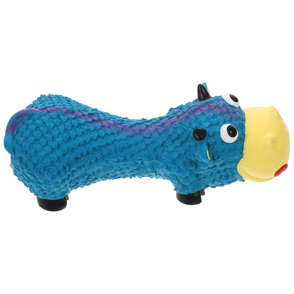 WRITWAA Funny Dog Toy Cow Shape Blue Latex for Chewing Teeth Cleaning 1Pack