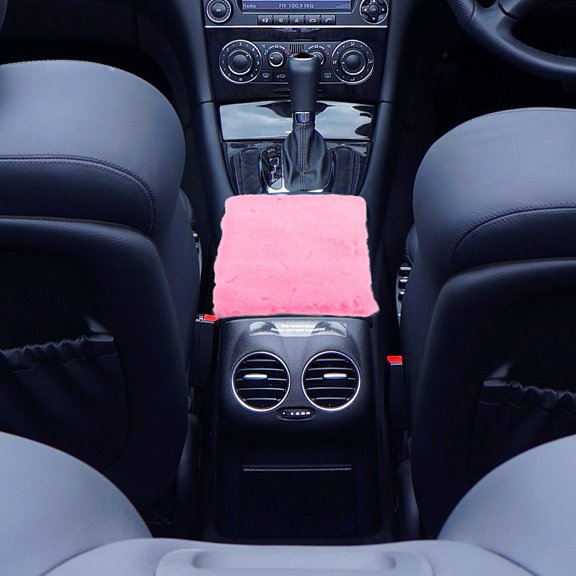 WRITWAA Comfortable Pink Plush Car Console Cover Enhances Interior Style