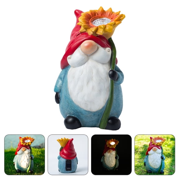 WRITWAA Solar Powered Garden Gnome Statue with Automatic Night Light, Outdoor Resin Lawn Decor for Yard and Patio