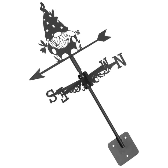 WRITWAA Gnome Weathervane Iron Wind Direction Indicator Black Garden Outdoor European Style 1Pack