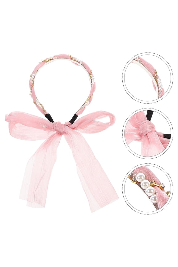 Adorable Pink Bow Headband and Girls Comfortable Face Washing Hairband Made of Polyester