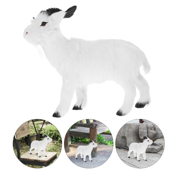 WRITWAA White Goat Figurine Set, Realistic Simulated Animal Model for Landscaping, Garden Decor, Home Decoration, 1 Set