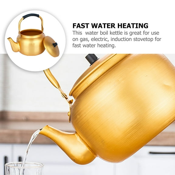 WRITWAA Portable Kettle Golden Metal Water Boiler Fast Heating for Tea Lovers