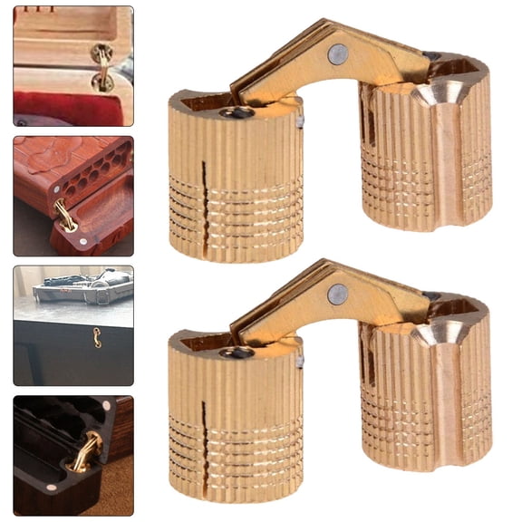 WRITWAA 2-Pack Copper Automatic Spring Hinges for Wooden Box Case Smooth Closing Hardware