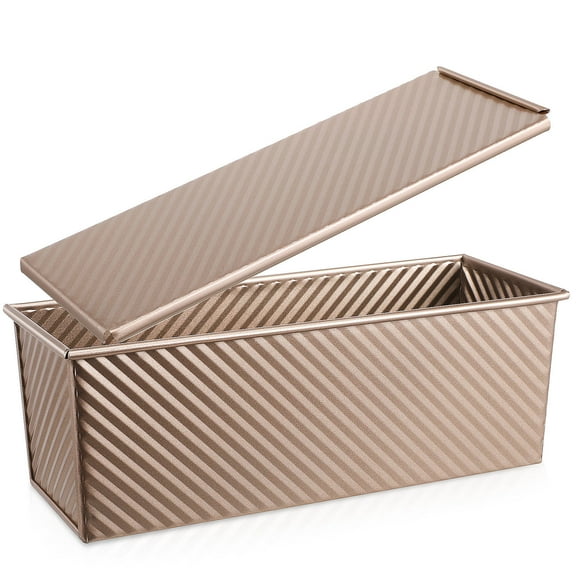 WRITWAA Large Golden Metal Bread Box with Non-Stick for Even Baking and Kitchen Storage