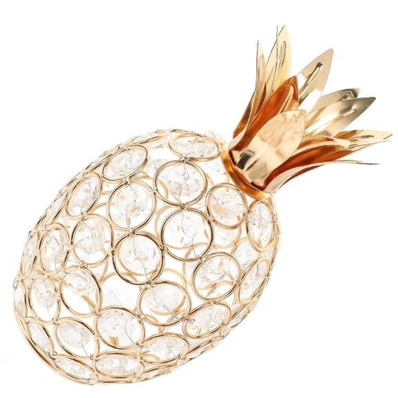 WRITWAA Golden White Crystal Pineapple Figurine for Home Office Decor and Party Supplies 7.5 inches