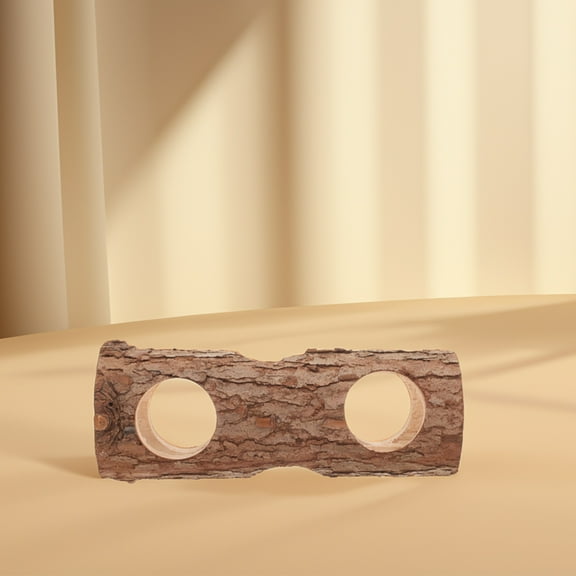 WRITWAA Coffee Solid Wood Hamster Tube Hideout Tunnel for Bunny and Rat Cages