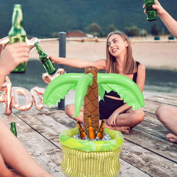 WRITWAA Inflatable Ice Bucket Palm Tree Shape Lightweight Cooler for Pool Party Outdoor