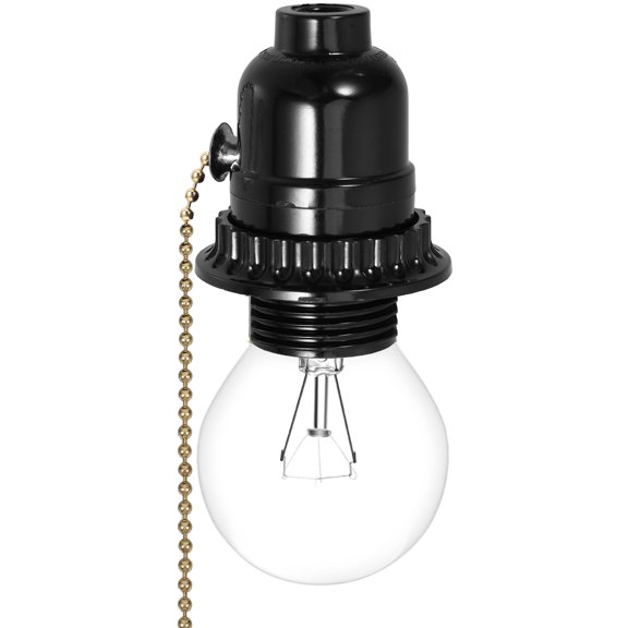 WRITWAA Home Use Pull Chain Lampholder Black E27 Socket Ceiling Light Fixture Replacement