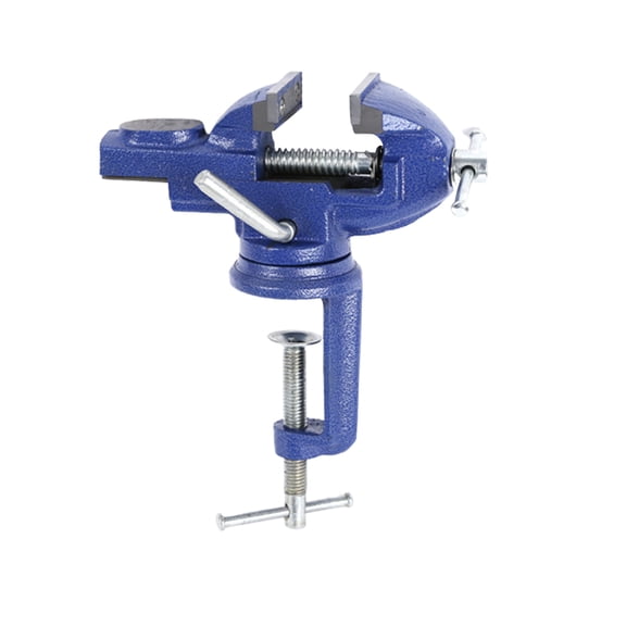 WRITWAA Blue Flat Table Vise Clamp-on Bench Vise for Woodworking with Cast Iron Body and Steel Handle