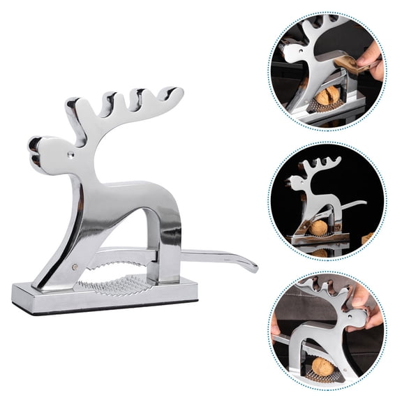 WRITWAA Deer-Shaped Walnut Nutcracker Tool Zinc Alloy Nut Cracking Clip for Kitchen and Household Use, 1 Set