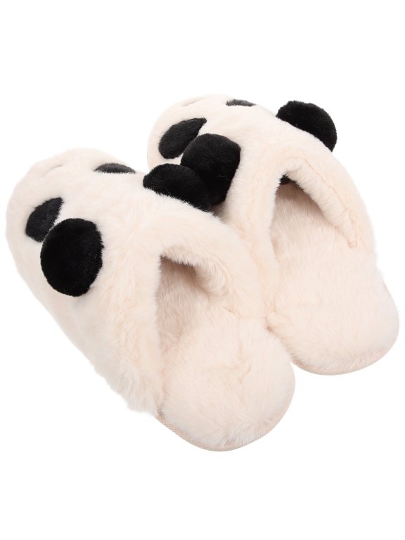 Indoor Use TPR Sole Warm Breathable Fuzzy Slippers for Woman 1 Pair Casual Footwear