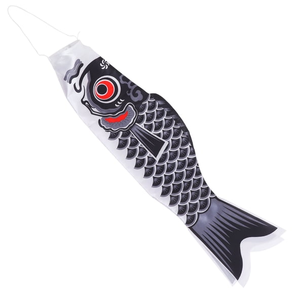 WRITWAA Carp Fish Flag Outdoor Ornaments Black Satin for Party Decoration 1Pack