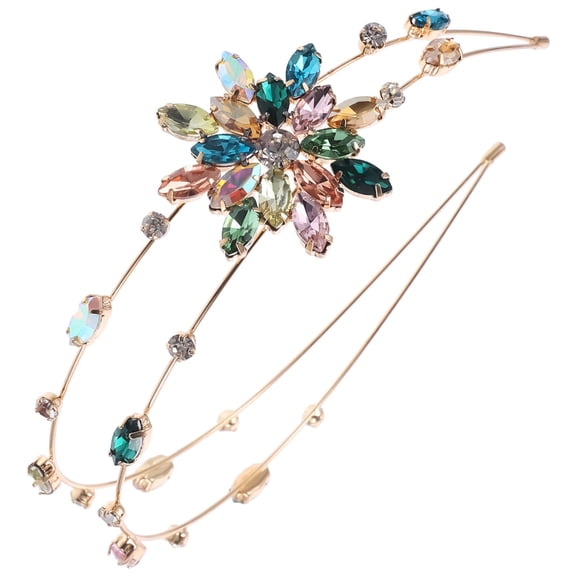 WRITWAA Jeweled Headband with Multi-colored Crystal Flower Design for Girls, 1 Piece Hair Accessory