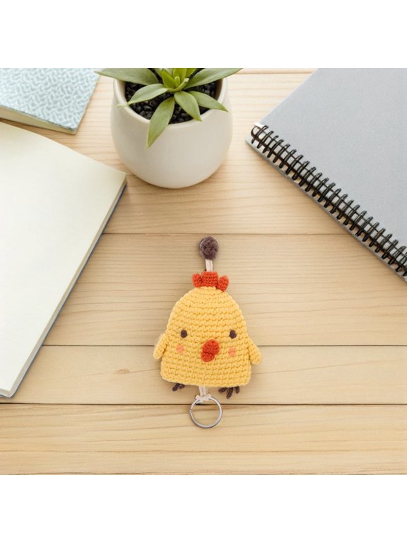 Kawaii Keychains Cute Knitted Bag Pendant Yellow 1Pack for Identify Keys and Prevent Scratching