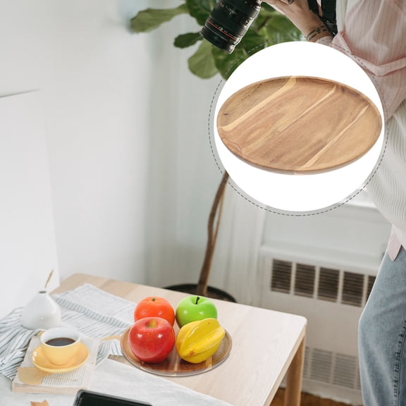 WRITWAA Acacia Wood Kitchen Counter Serving Tray - Wooden Food Tray for Home, Dining, and Entertaining, 1 Set