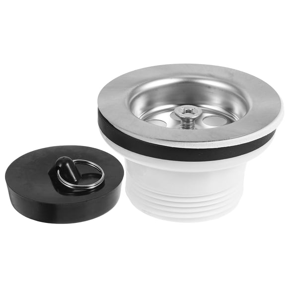 WRITWAA Utility Sink Drain Kit White with Plug and Strainer for Kitchen Use
