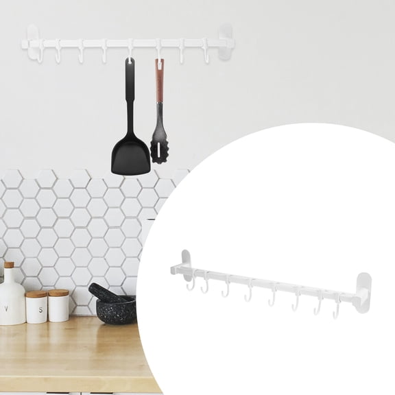 WRITWAA White Aluminum Kitchen Rail with Hooks, Space-Saving Wall Mounted Storage Organizer for Kitchen Utensils