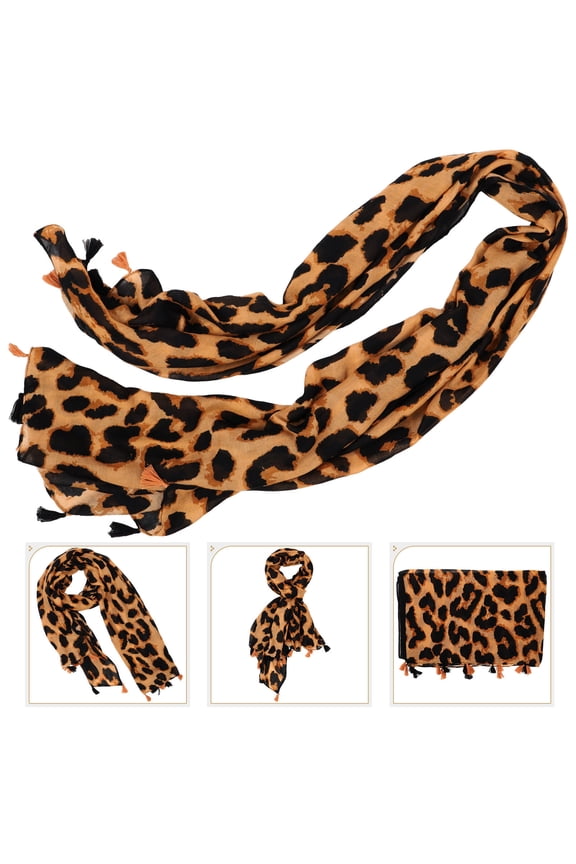 Leopard Print Shawl Scarf for Women, Double Layer Fashion Sun Wrap, Lightweight and Stylish Accessory