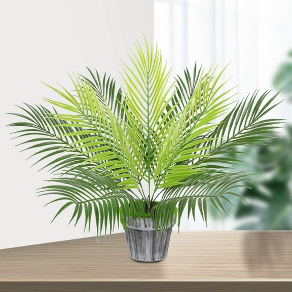 WRITWAA 2-Pack Artificial Green Sago Leaf Plants for Home Decor, Faux Plastic Foliage, Indoor Outdoor Decorative Accents