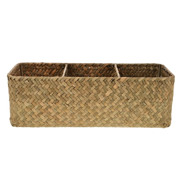 WRITWAA Light Brown Woven Desktop Basket for Sundries Storage and Decoration