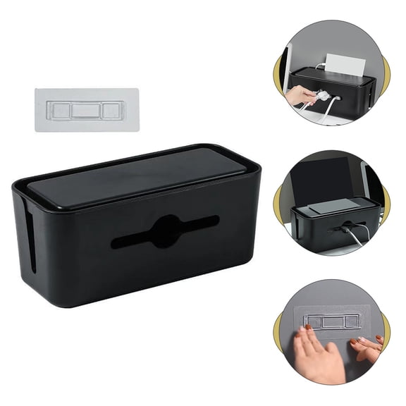 WRITWAA Charging Cable Container Black ABS for Home Cord Line Manager