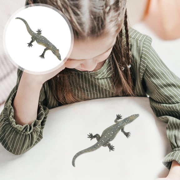 WRITWAA Dark Green Simulation Lizard Model Lifelike Plastic Figurine for Decoration and Collecting