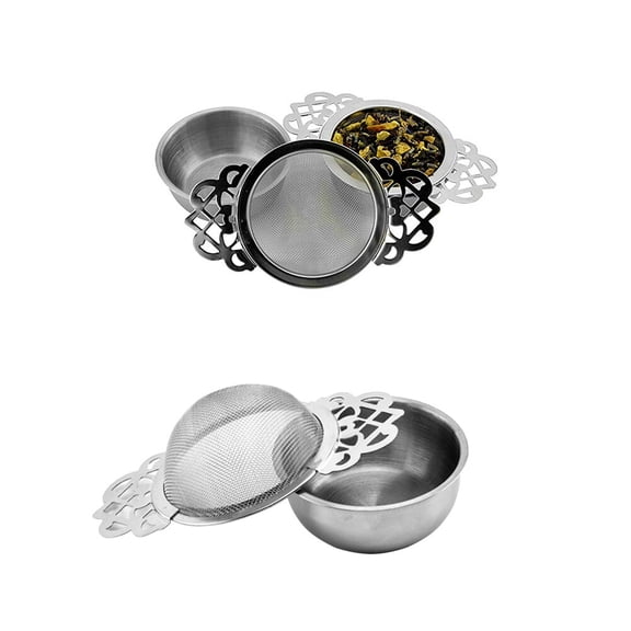 WRITWAA Tea Infuser Stainless Steel Fine Slots Drip Bowl Home Brewing